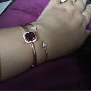14k rose gold rubellite and diamond bracelet
